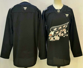 Men's Washington Capitals Blank Black 50th Anniversary Cherry Blossom Stitched Jersey