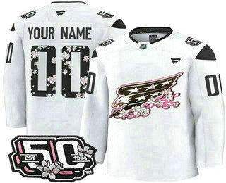 Men's Washington Capitals Customized White 50th Anniversary Authentic Jersey