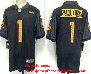 Men's Washington Commanders #1 Deebo Samuel Sr Limited Black Vapor Jersey