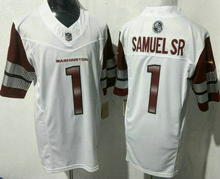 Men's Washington Commanders #1 Deebo Samuel Sr Limited White FUSE Vapor Jersey