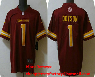 Men's Washington Commanders #1 Jahan Dotson Limited Red Vapor Jersey