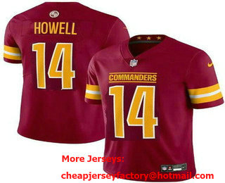 Men's Washington Commanders #14 Sam Howell Limited Red Vapor Jersey