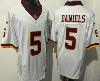 Men's Washington Commanders #5 Jayden Daniels Limited White Alternate FUSE Vapor Jersey