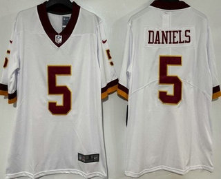 Men's Washington Commanders #5 Jayden Daniels Limited White Alternate Vapor Jersey