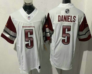 Men's Washington Commanders #5 Jayden Daniels Limited White FUSE Vapor Jersey