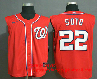 Men's Washington Nationals #22 Juan Soto Red 2020 Cool and Refreshing Sleeveless Fan Stitched MLB Nike Jersey