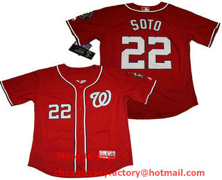Men's Washington Nationals #22 Juan Soto Red Stitched MLB Flex Base Jersey
