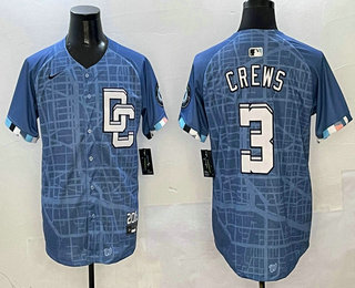 Men's Washington Nationals #3 Dylan Crews Blue 2025 City Connect Limited Stitched Jersey
