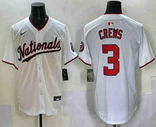 Men's Washington Nationals #3 Dylan Crews White Limited Stitched Jersey