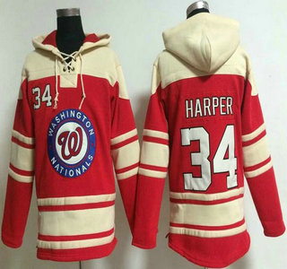 Men's Washington Nationals #34 Bryce Harper Red Hoody