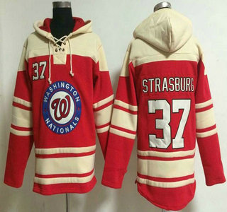 Men's Washington Nationals #37 Stephen Strasburg Red Hoody