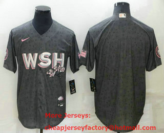Men's Washington Nationals Blank 2022 Gray City Connect Cherry Blossom Cool Base Stitched Jersey