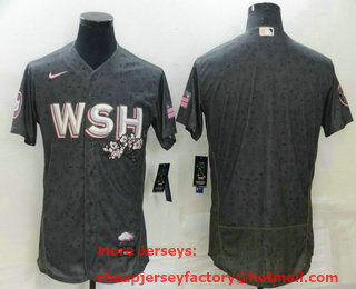 Men's Washington Nationals Blank 2022 Grey City Connect Cherry Blossom Flex Base Stitched Jersey
