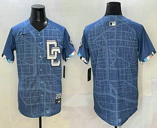 Men's Washington Nationals Blank Blue 2025 City Connect Limited Stitched Jersey