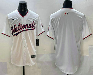 Men's Washington Nationals Blank White Stitched Cool Base Nike Jersey