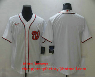 Men's Washington Nationals Blank White Stitched MLB Cool Base Nike Jersey
