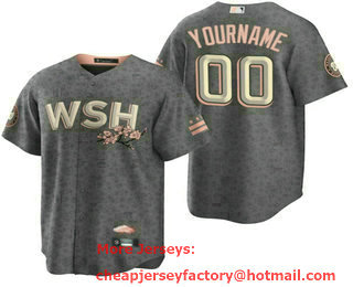 Men's Washington Nationals Customized 2022 Gray City Connect Cherry Blossom Stitched Baseball Jersey