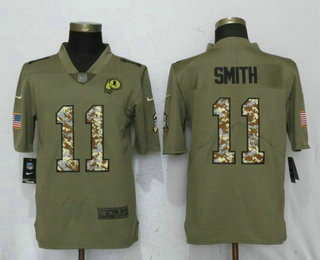 Men's Washington Redskins #11 Alex Smith Olive With Camo 2017 Salute To Service Stitched NFL Nike Limited Jersey