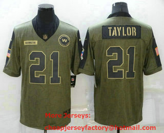 Men's Washington Redskins #21 Sean Taylor 2021 Olive Salute To Service Limited Stitched Jersey
