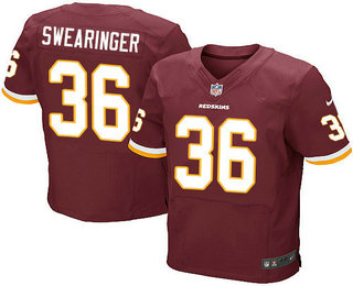 Men's Washington Redskins #36 D.J. Swearinger Burgundy Red Team Color Stitched NFL Nike Elite Jersey