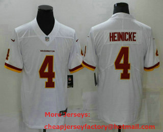 Men's Washington Redskins #4 Taylor Heinicke White NEW 2020 Vapor Untouchable Stitched NFL Nike Limited Jersey