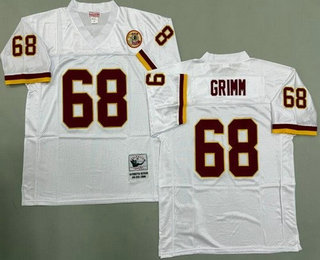 Men's Washington Redskins #68 Russ Grimm White 1986 Throwback Jersey