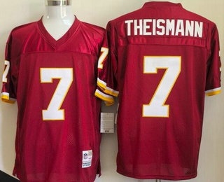Men's Washington Redskins #7 Joe Theismann Red Throwback Jersey