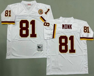 Men's Washington Redskins #81 Art Monk White Throwback Jersey