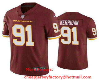 Men's Washington Redskins #91 Ryan Kerrigan Burgundy Red NEW 2020 Vapor Untouchable Stitched NFL Nike Limited Jersey
