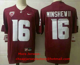 Men's Washington State Cougars #16 Gardner Minshew II Red College Football Jersey