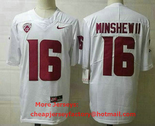 Men's Washington State Cougars #16 Gardner Minshew II White College Football Jersey