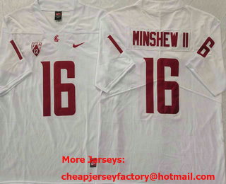 Men's Washington State Cougars #16 Gardner Minshew II White Vapor Stitched College Football Jersey