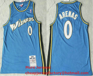 Men's Washington Wizards #0 Gilbert Arenas 2003-04 Blue Hardwood Classics Swingman Throwback Jersey