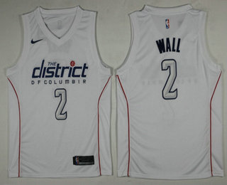 Men's Washington Wizards #2 John Wall White 2017-18 Nike City Edition Swingman Jersey
