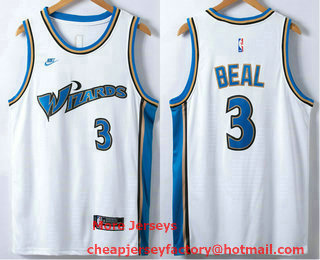 Men's Washington Wizards #3 Bradley Beal White 2023 Hardwood Classics Swingman Nike Jersey