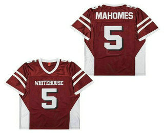 Men's Whitehouse High School #5 Patrick Mahomes Football Jersey