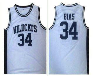Men's Wildcats #34 Len Bias White College Basketball Jersey