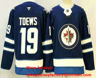 Men's Winnipeg Jets #19 Jonathan Toews Navy Authentic Jersey