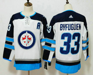 Men's Winnipeg Jets #33 Dustin Byfuglien White With A Patch 2017-2018 Hockey Stitched NHL Jersey