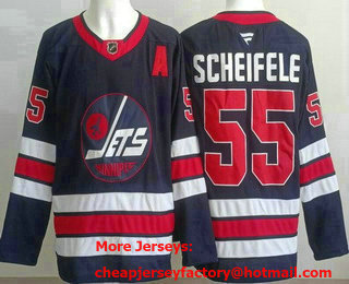 Men's Winnipeg Jets #55 Mark Scheifele Navy Alternate Authentic Jersey