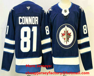 Men's Winnipeg Jets #81 Kyle Connor Navy Authentic Jersey