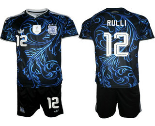 Mens Argentina National Team #12 Geronimo Rulli Black Away 2026 World Cup Soccer Jersey Suit