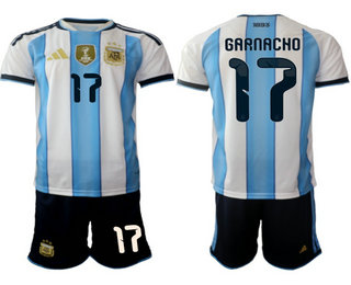 Mens Argentina National Team #17 Alejandro Garnacho Home White 2026 World Cup Soccer Jersey Suit