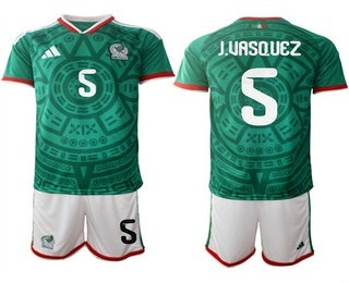Mens Mexico #5 Johan Vasquez 2026 World Cup Home Green Soccer Jersey Suit