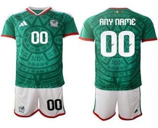 Mens Mexico Custom Green 2026 World Cup Home Soccer Jersey Suit