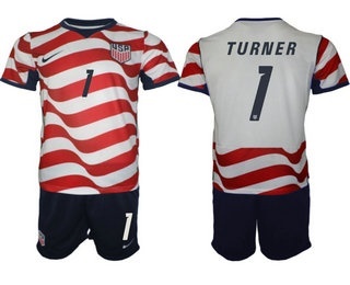 Mens USA National Team #1 Matt Turner Home White 2026 World Cup Soccer Jersey Suit