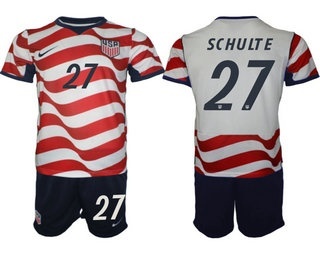 Mens USA National Team #27 Patrick Schulte Home White 2026 World Cup Soccer Jersey Suit