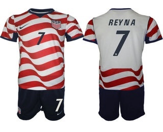 Mens USA National Team #7 Giovanni Reyna Home White 2026 World Cup Soccer Jersey Suit