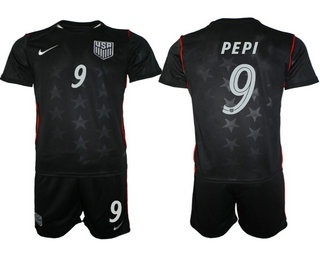 Mens USA National Team #9 Ricardo Pepi Away Navy 2026 World Cup Soccer Jersey Suit