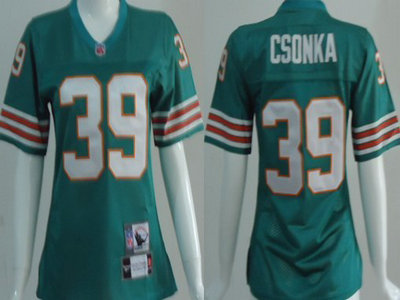 Miami Dolphins 39 Larry Csonka Green Throwback Womens Jersey